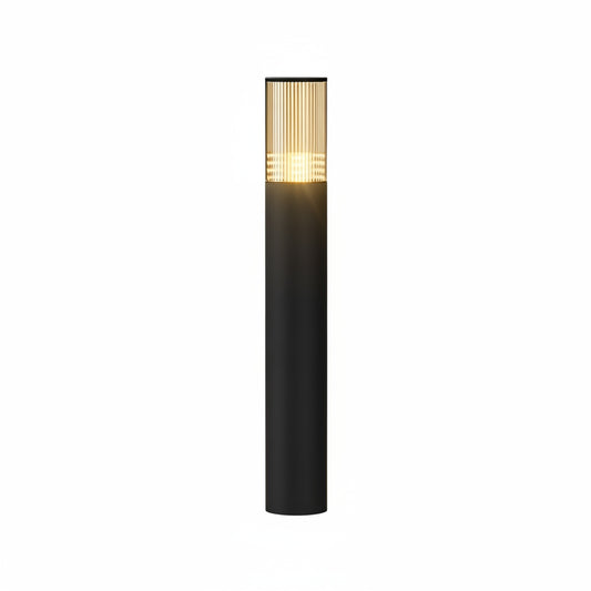 Buitenlamp Paal Modern met Geribbelde Kap en Geïntegreerde LED