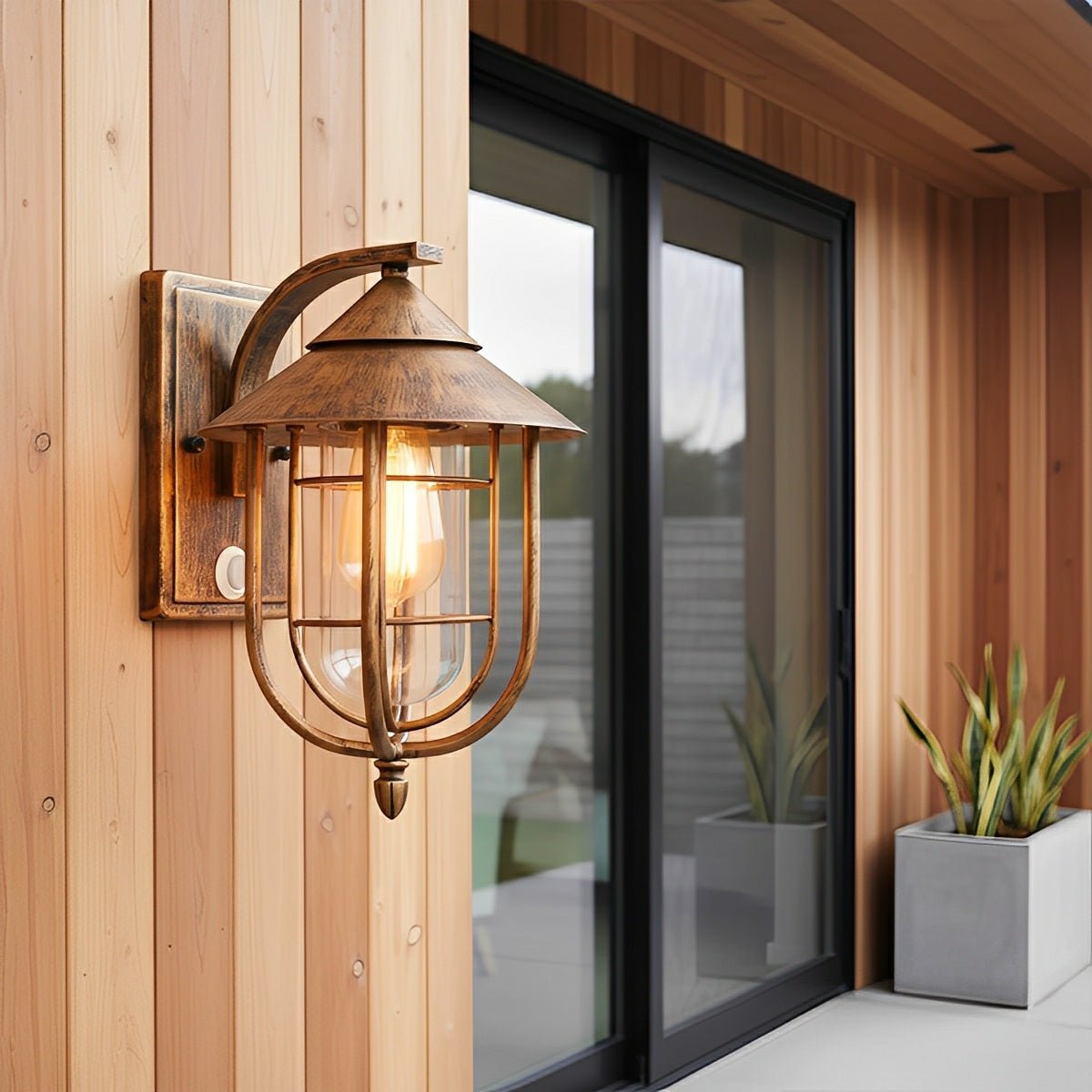 Buitenlamp Vintage met Bewegingssensor en E27 Fitting voor Wand