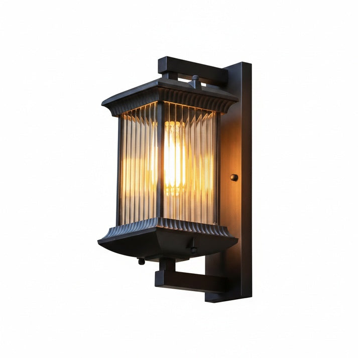 Buitenlamp Wandlamp Vintage Lantaarn met Geribbeld Glas voor Buiten