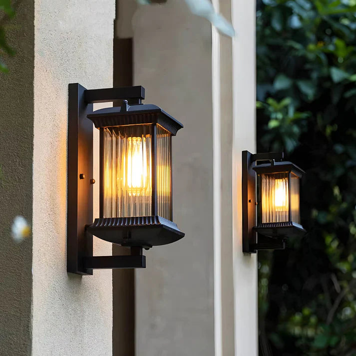 Buitenlamp Wandlamp Vintage Lantaarn met Geribbeld Glas voor Buiten