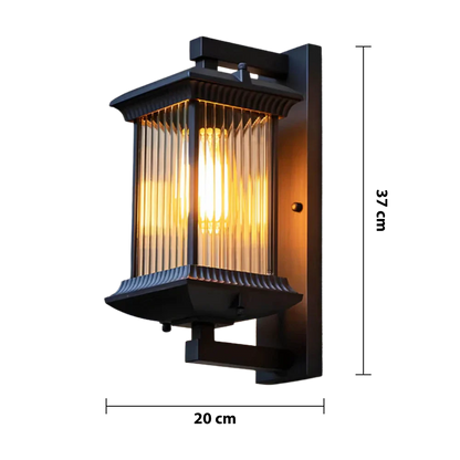 Buitenlamp Wandlamp Vintage Lantaarn met Geribbeld Glas voor Buiten