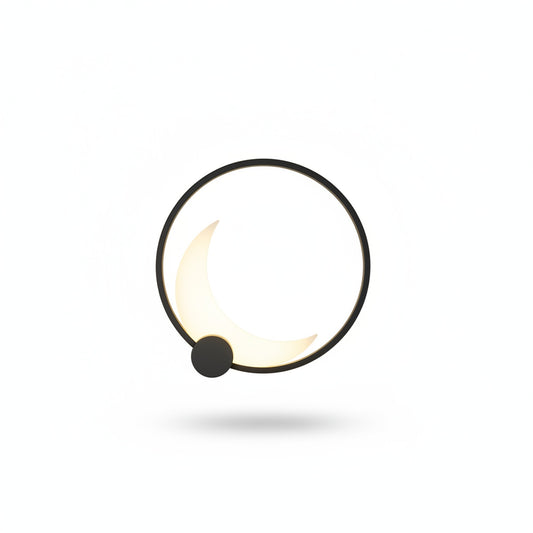 Buitenwandlamp Modern met Maanvorm en Ronde Ring voor Tuin en Gevel