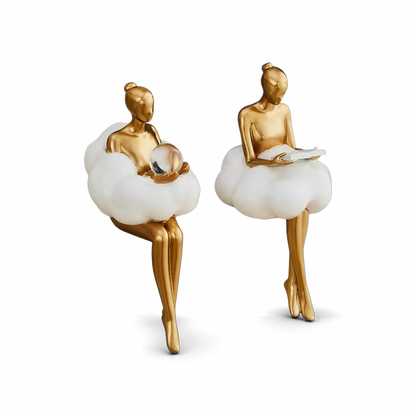 Decoratief Beeldje Zittende Vrouw op Wolk met Hangende Benen ##POS:4##
