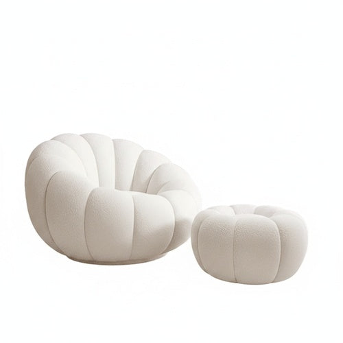 Draaifauteuil met Hocker Pompoen Design en Draaibare Basis