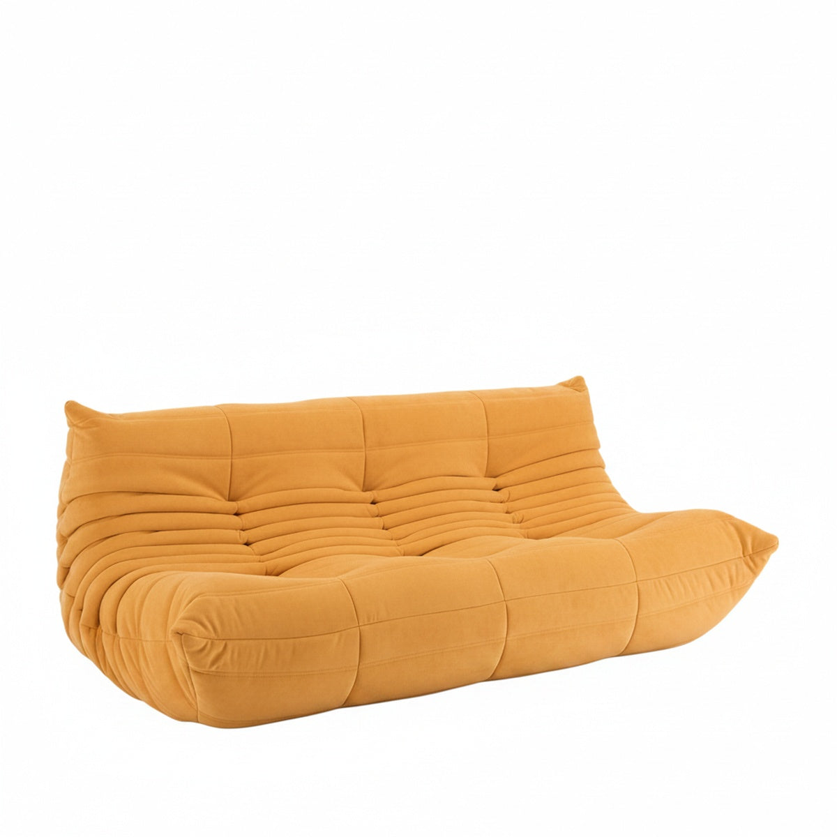 Driezits Lounge Bank Retro met Golvend Gestikt Design