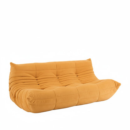 Driezits Lounge Bank Retro met Golvend Gestikt Design