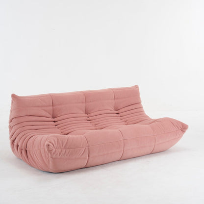 Driezits Lounge Bank Retro met Golvend Gestikt Design