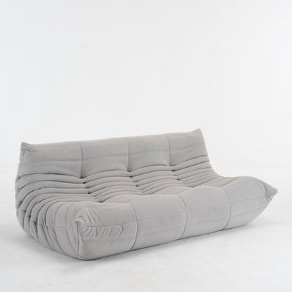 Driezits Lounge Bank Retro met Golvend Gestikt Design