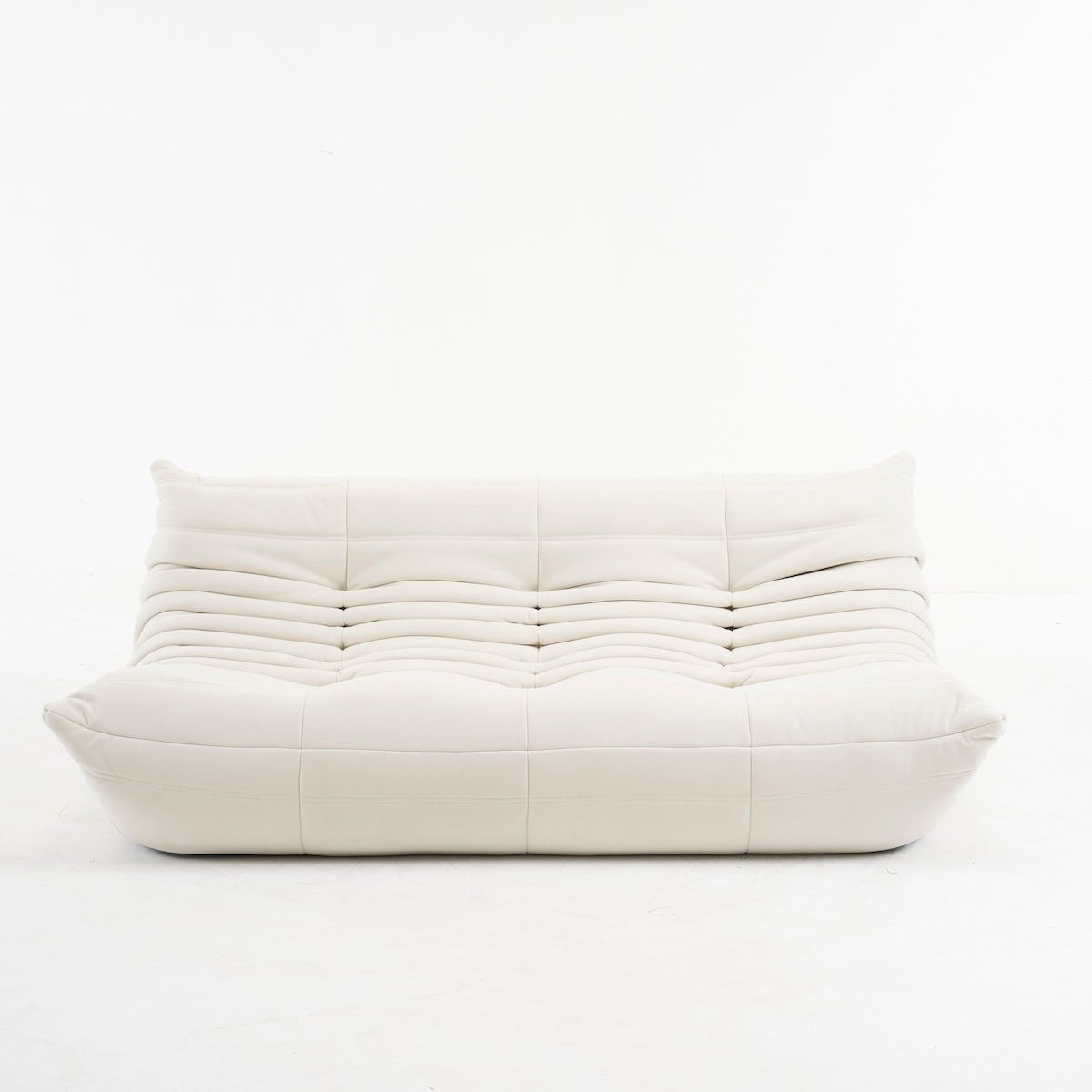 Driezits Lounge Bank Retro met Golvend Gestikt Design