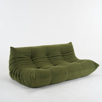 Driezits Lounge Bank Retro met Golvend Gestikt Design