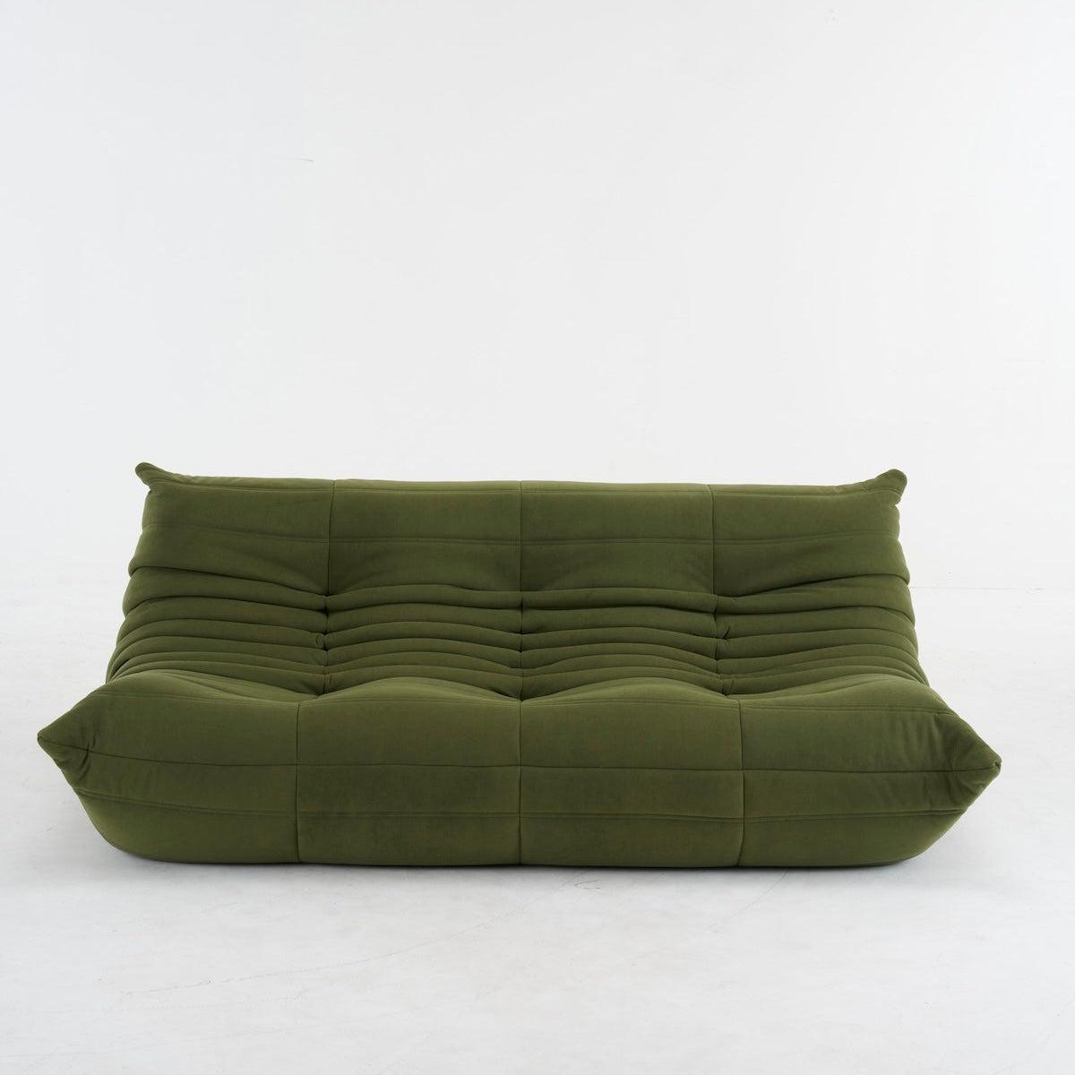 Driezits Lounge Bank Retro met Golvend Gestikt Design
