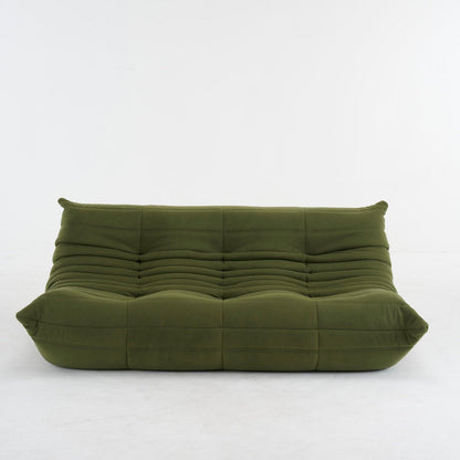 Driezits Lounge Bank Retro met Golvend Gestikt Design