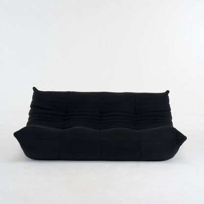 Driezits Lounge Bank Retro met Golvend Gestikt Design
