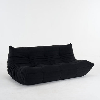 Driezits Lounge Bank Retro met Golvend Gestikt Design