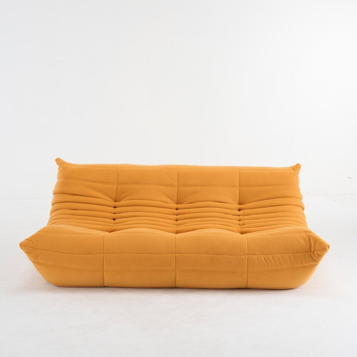 Driezits Lounge Bank Retro met Golvend Gestikt Design