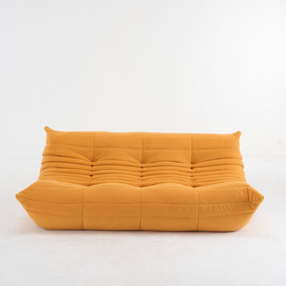 Driezits Lounge Bank Retro met Golvend Gestikt Design