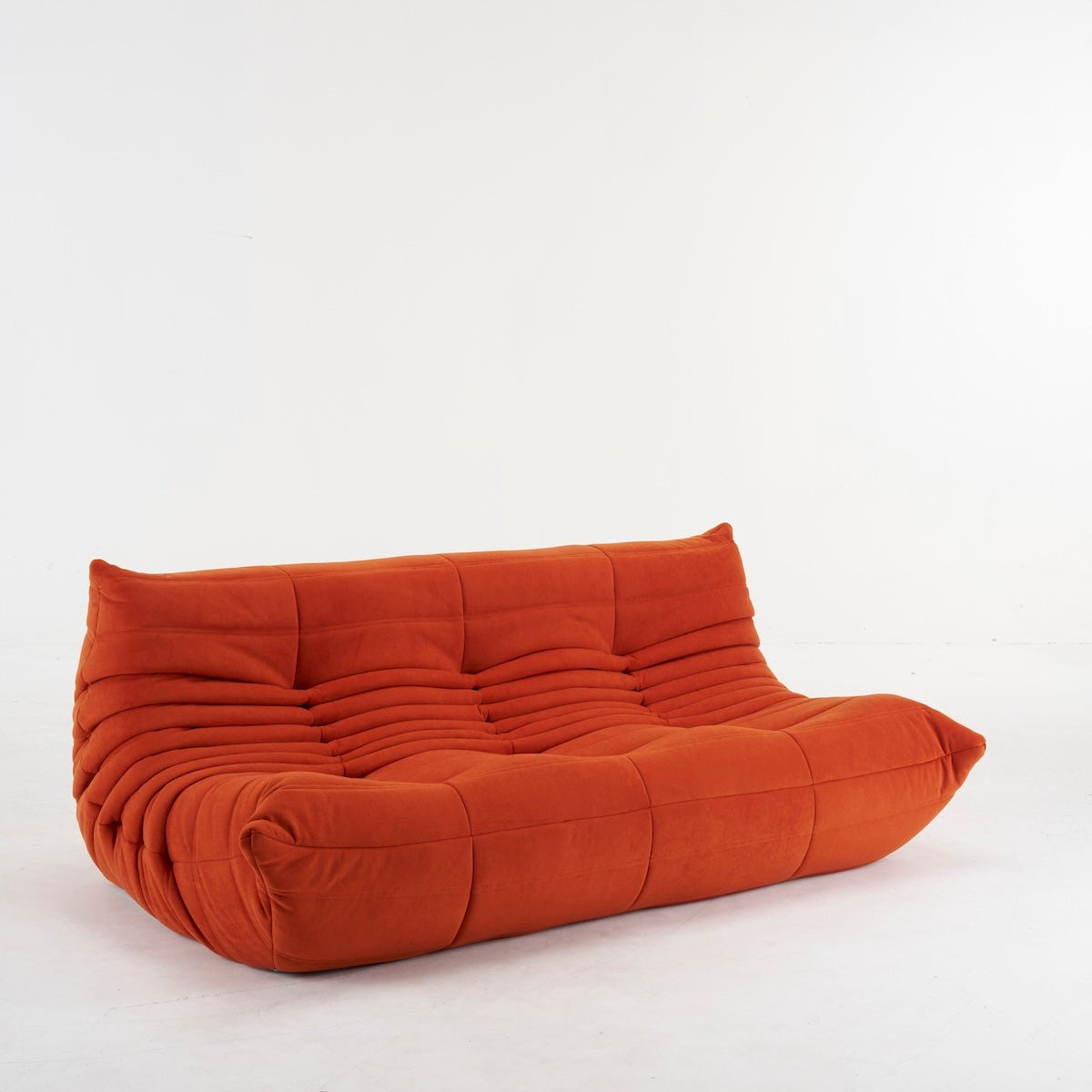 Driezits Lounge Bank Retro met Golvend Gestikt Design