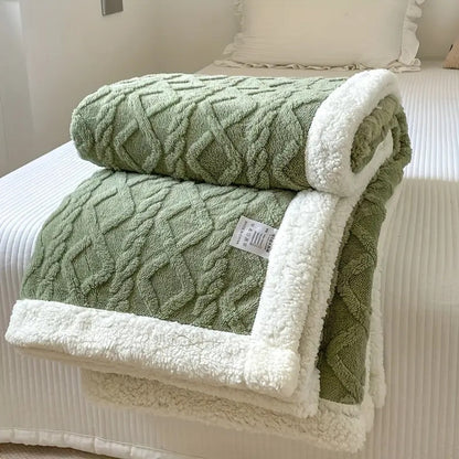Fleece Plaid met Sherpa Voering en 3D Kabelpatroon voor Bank en Bed