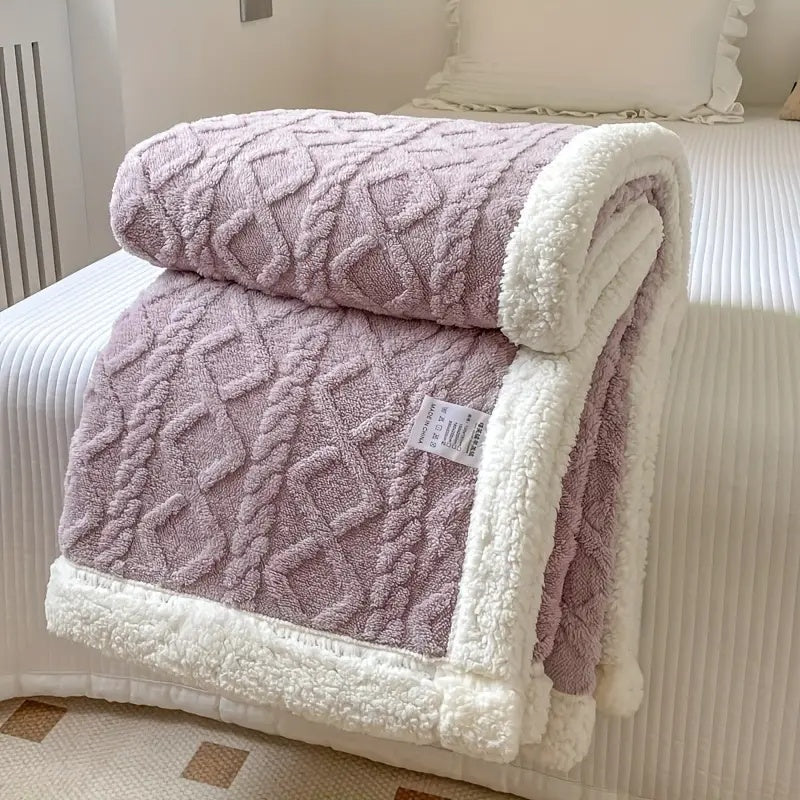 Fleece Plaid met Sherpa Voering en 3D Kabelpatroon voor Bank en Bed