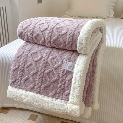 Fleece Plaid met Sherpa Voering en 3D Kabelpatroon voor Bank en Bed
