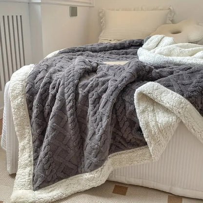 Fleece Plaid met Sherpa Voering en 3D Kabelpatroon voor Bank en Bed