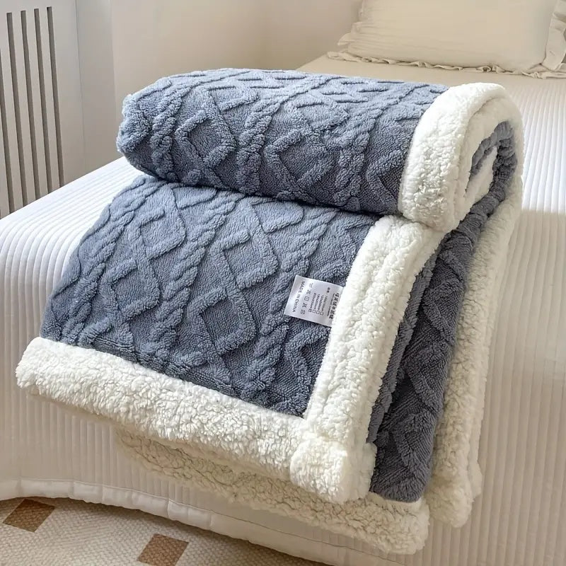 Fleece Plaid met Sherpa Voering en 3D Kabelpatroon voor Bank en Bed