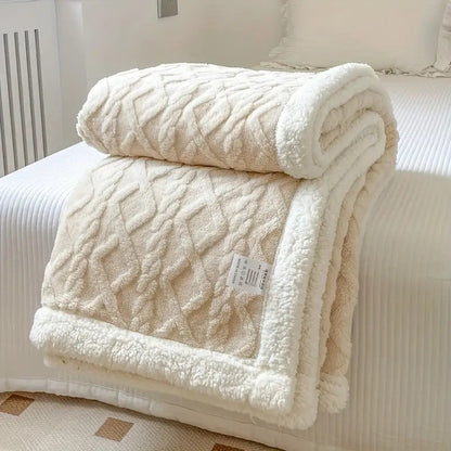 Fleece Plaid met Sherpa Voering en 3D Kabelpatroon voor Bank en Bed