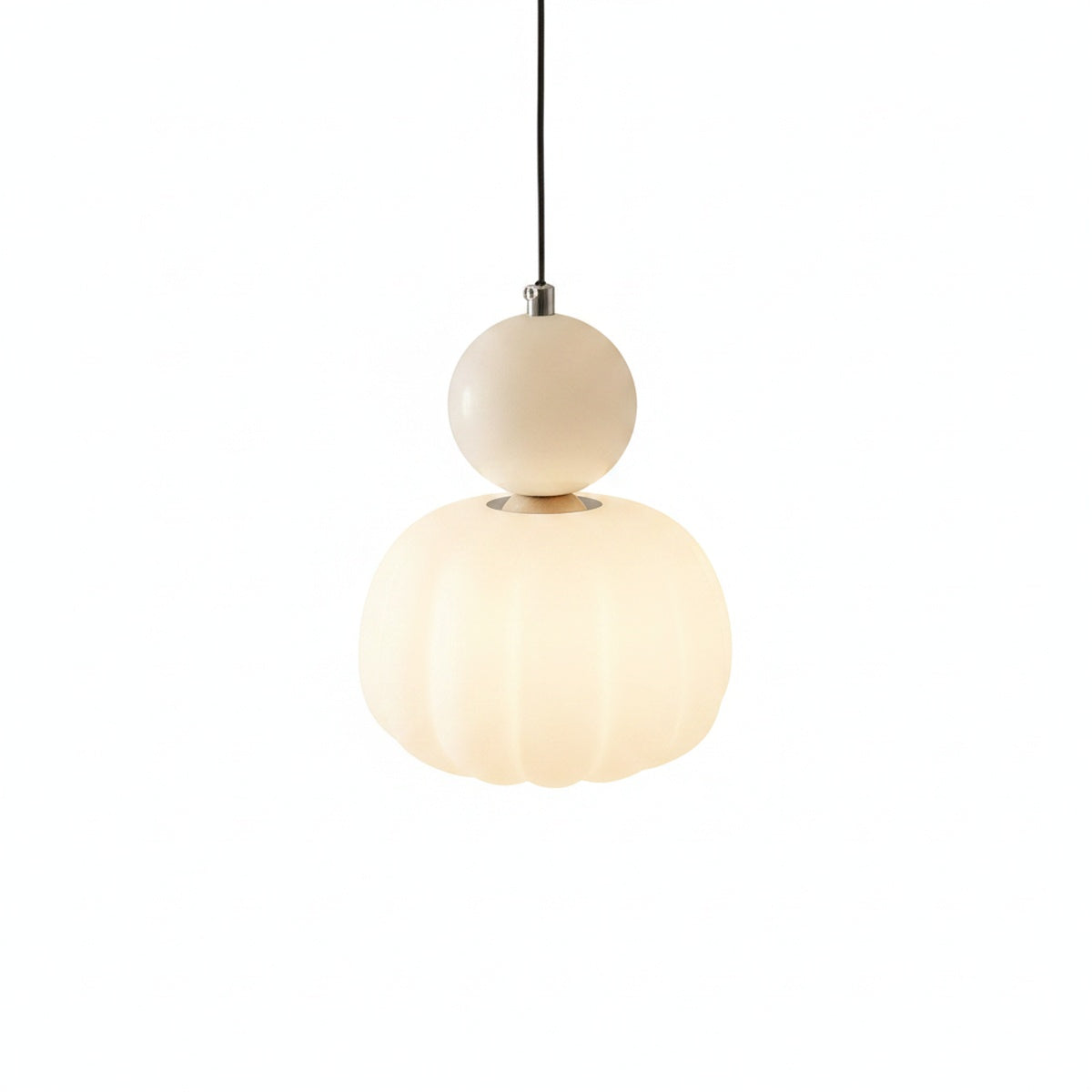 Hanglamp Art Deco met Geribbelde Ronde Kap en Bol Decoratie