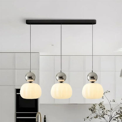 Hanglamp Art Deco met Geribbelde Ronde Kap en Bol Decoratie