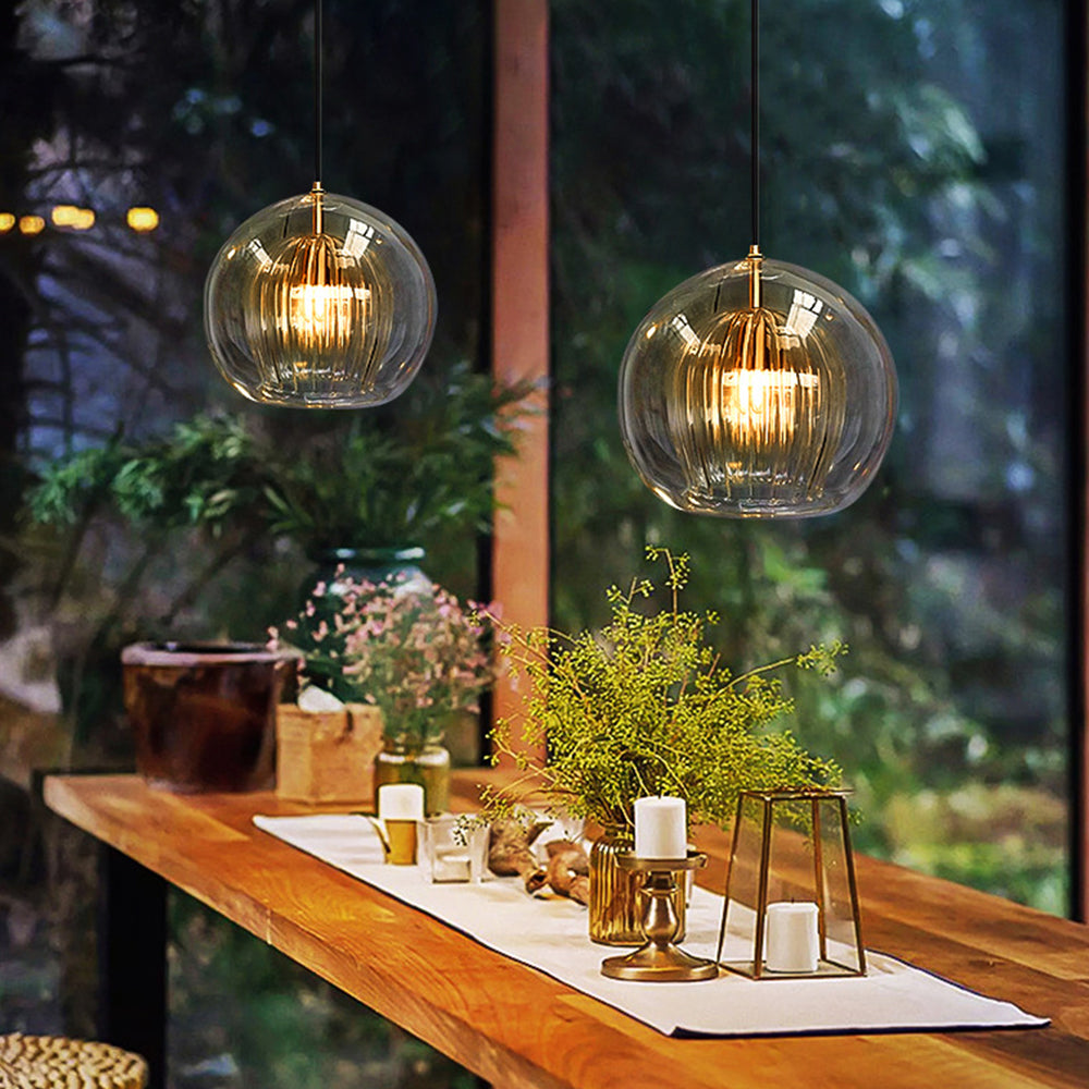 Hanglamp Art Deco met Glazen Bol en Verstelbare Hoogte