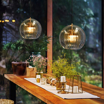 Hanglamp Art Deco met Glazen Bol en Verstelbare Hoogte