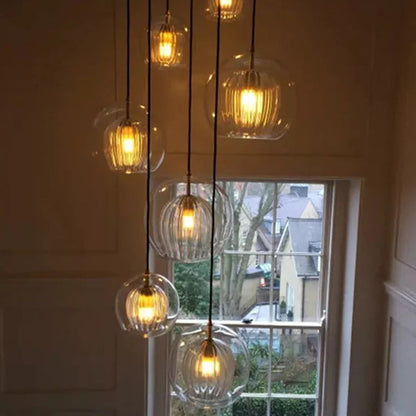 Hanglamp Art Deco met Glazen Bol en Verstelbare Hoogte