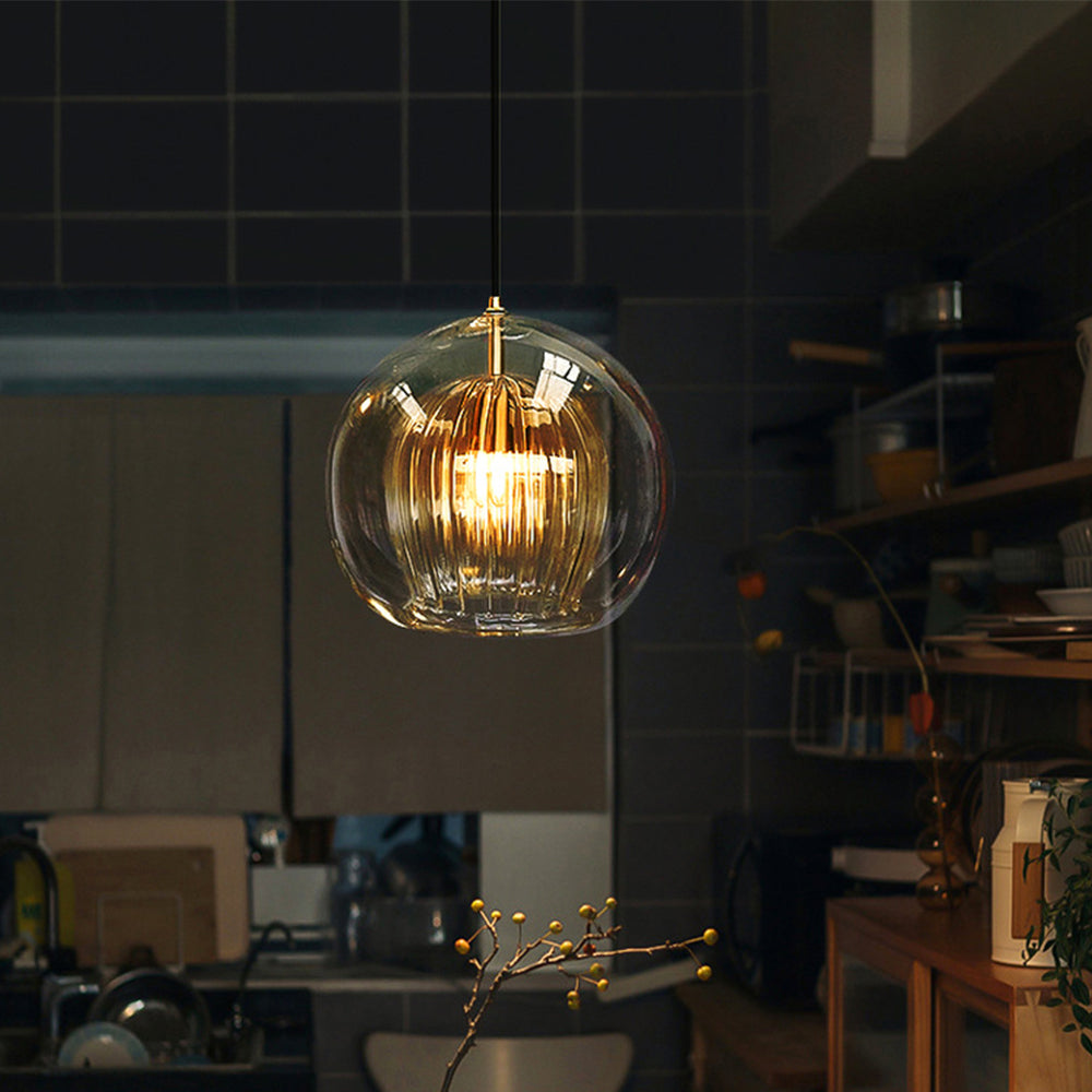 Hanglamp Art Deco met Glazen Bol en Verstelbare Hoogte