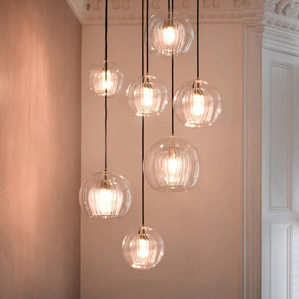 Hanglamp Art Deco met Glazen Bol en Verstelbare Hoogte