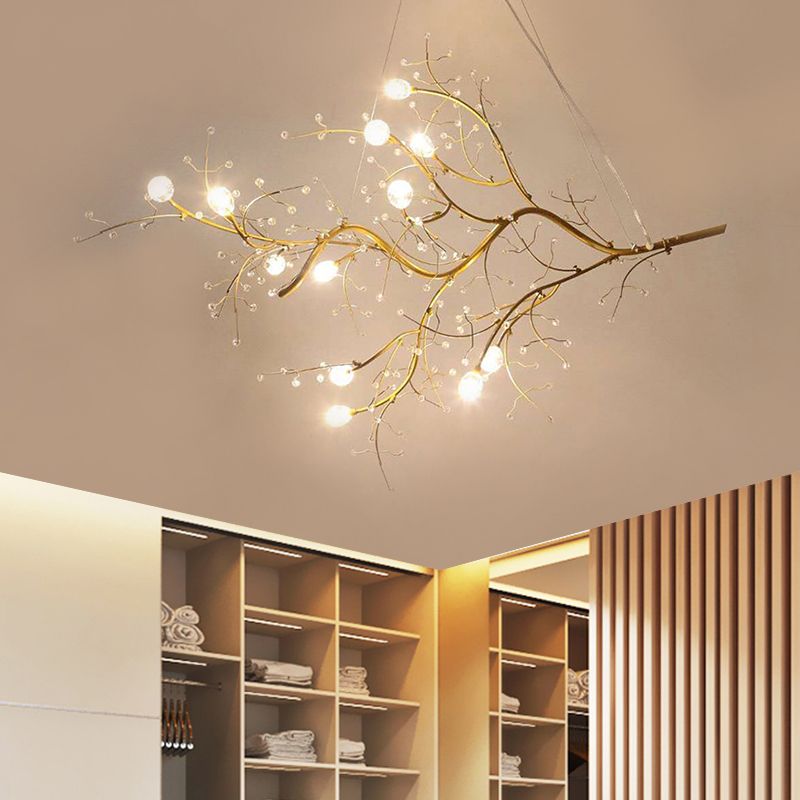 Hanglamp Art DecoTak met Kristallen en Verstelbare Hoogte
