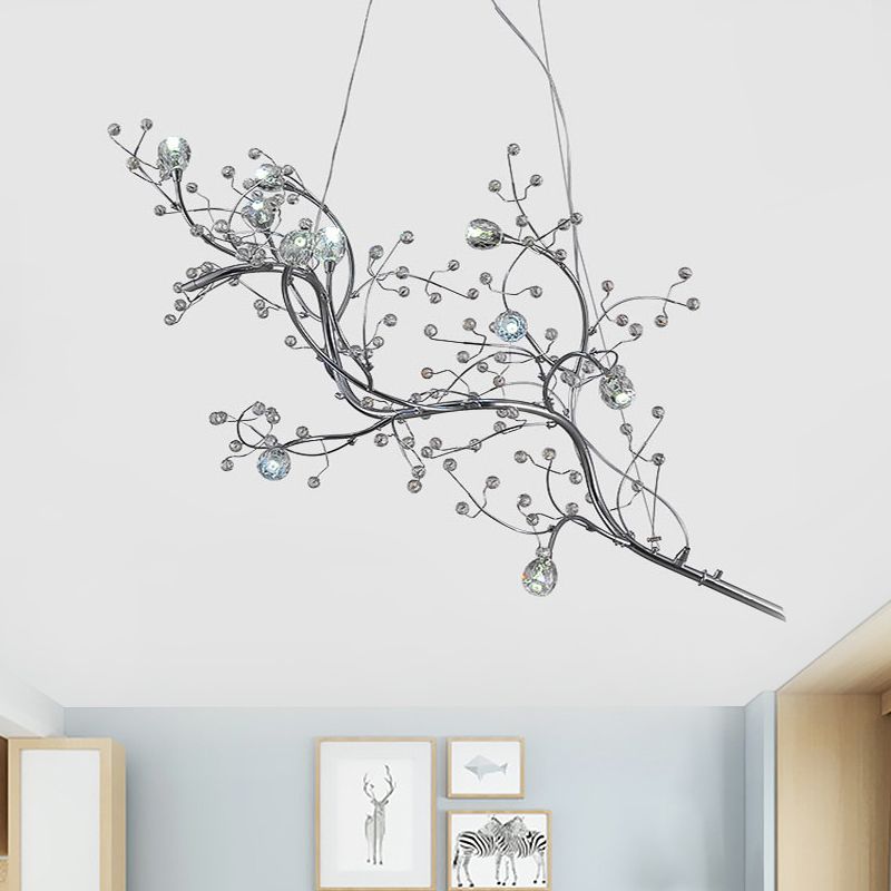 Hanglamp Art DecoTak met Kristallen en Verstelbare Hoogte