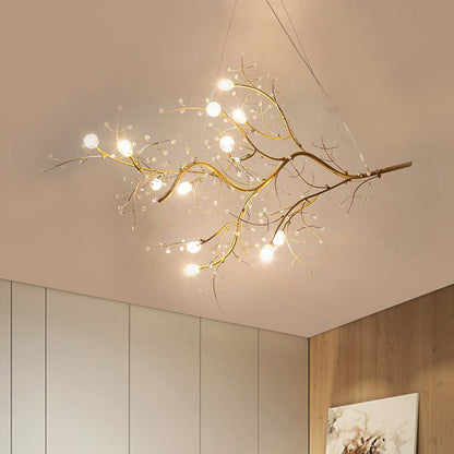 Hanglamp Art DecoTak met Kristallen en Verstelbare Hoogte