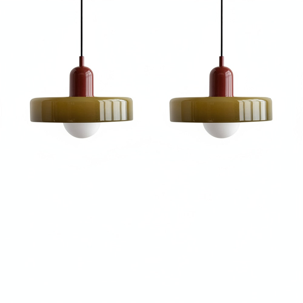 Hanglamp Bauhaus Modern met Twee Glazen Kappen en Verstelbare Hoogte