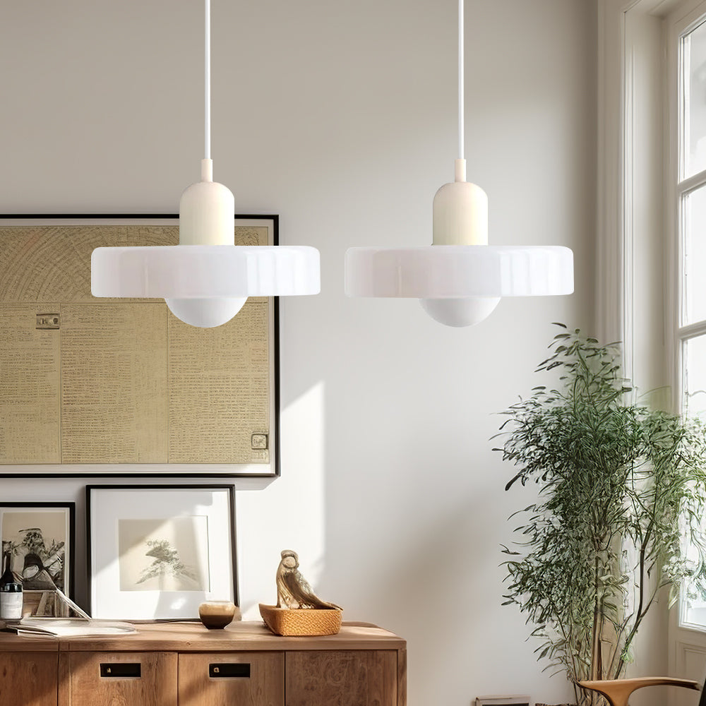 Hanglamp Bauhaus Modern met Twee Glazen Kappen en Verstelbare Hoogte