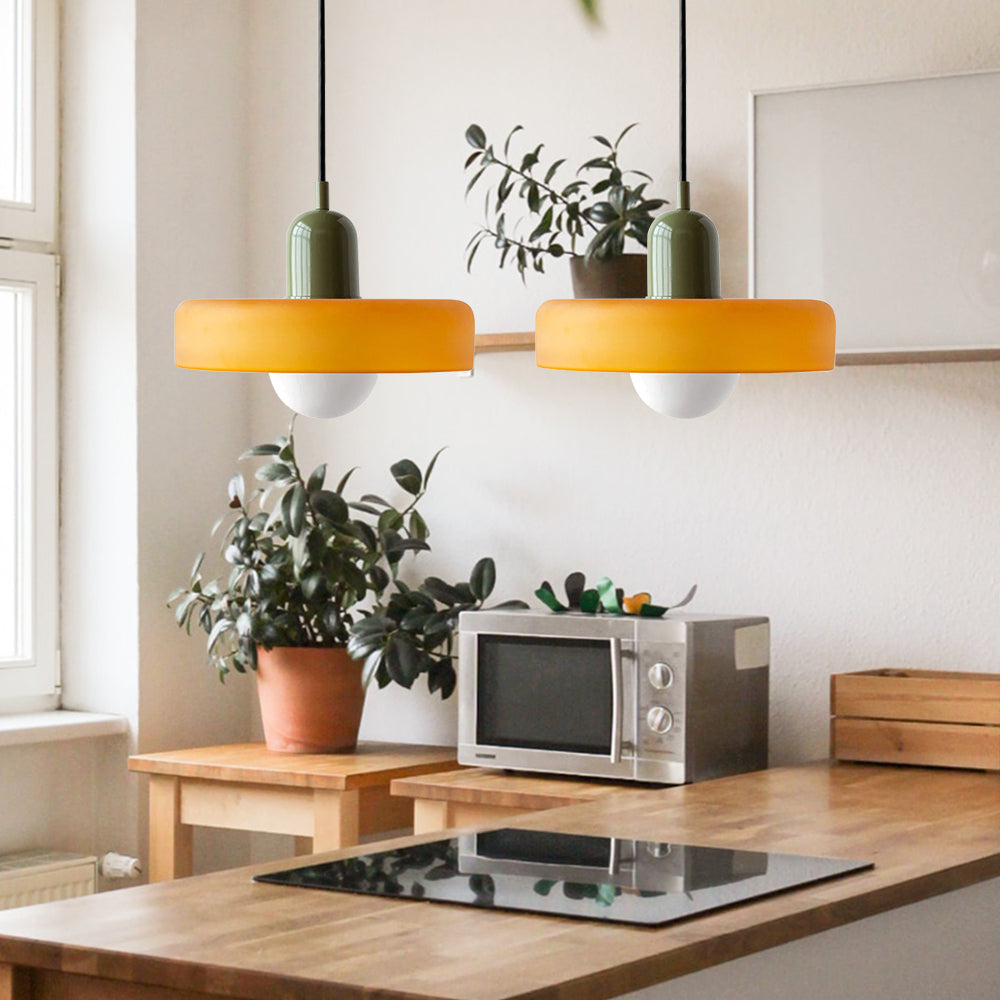 Hanglamp Bauhaus Modern met Twee Glazen Kappen en Verstelbare Hoogte