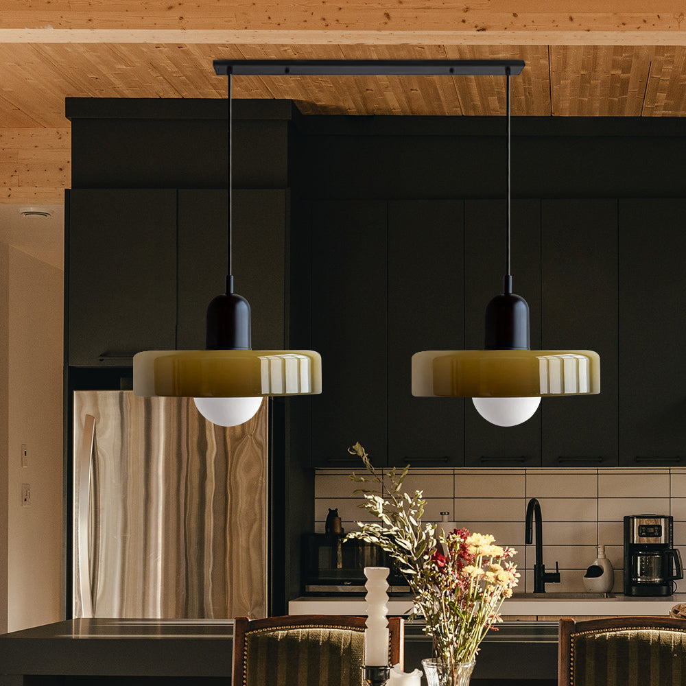 Hanglamp Bauhaus Modern met Twee Glazen Kappen en Verstelbare Hoogte