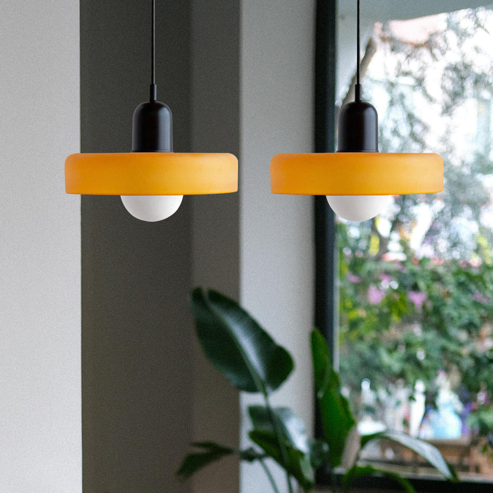 Hanglamp Bauhaus Modern met Twee Glazen Kappen en Verstelbare Hoogte