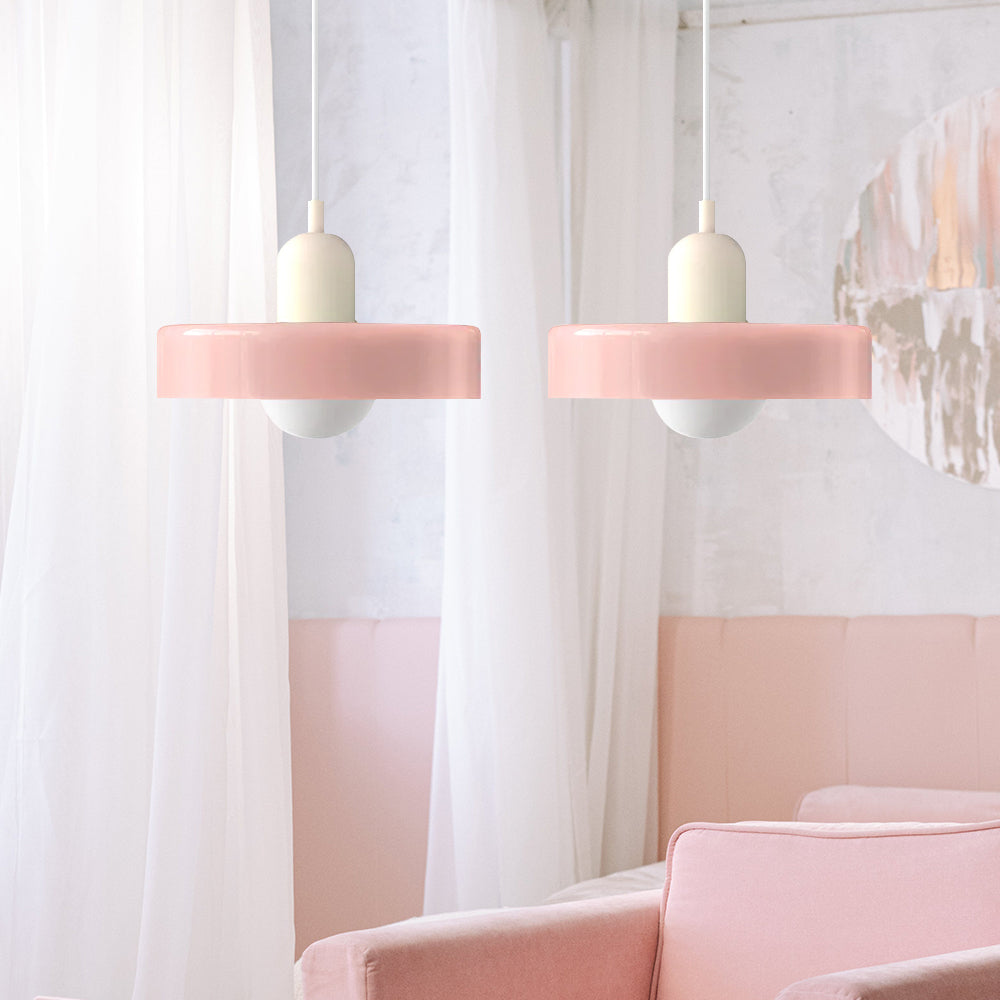 Hanglamp Bauhaus Modern met Twee Glazen Kappen en Verstelbare Hoogte