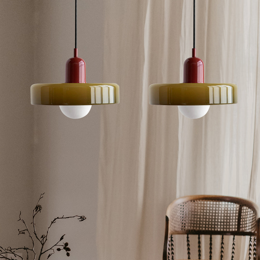Hanglamp Bauhaus Modern met Twee Glazen Kappen en Verstelbare Hoogte