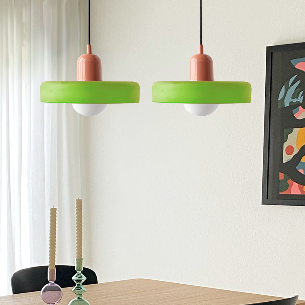 Hanglamp Bauhaus Modern met Twee Glazen Kappen en Verstelbare Hoogte