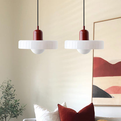 Hanglamp Bauhaus Modern met Twee Glazen Kappen en Verstelbare Hoogte