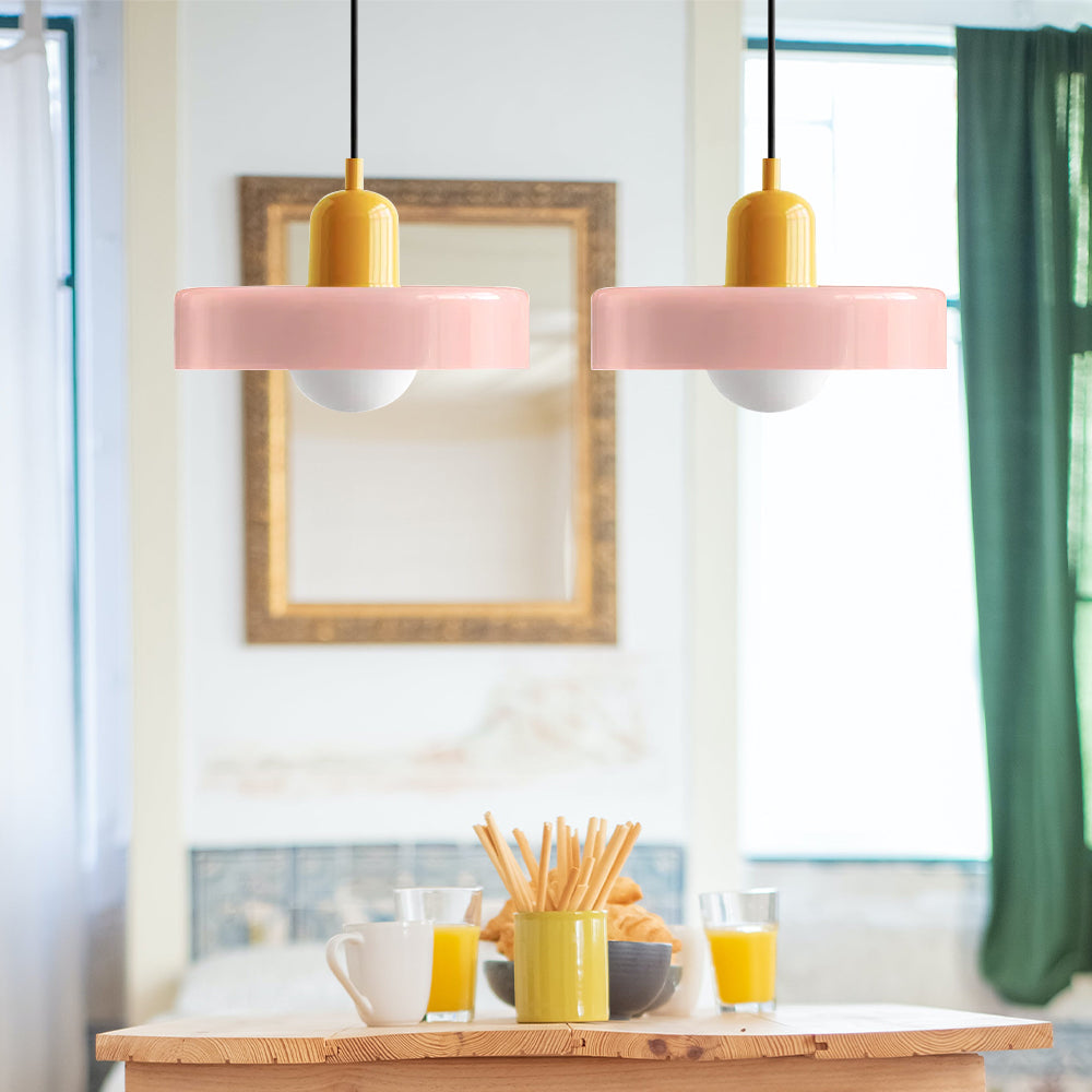 Hanglamp Bauhaus Modern met Twee Glazen Kappen en Verstelbare Hoogte