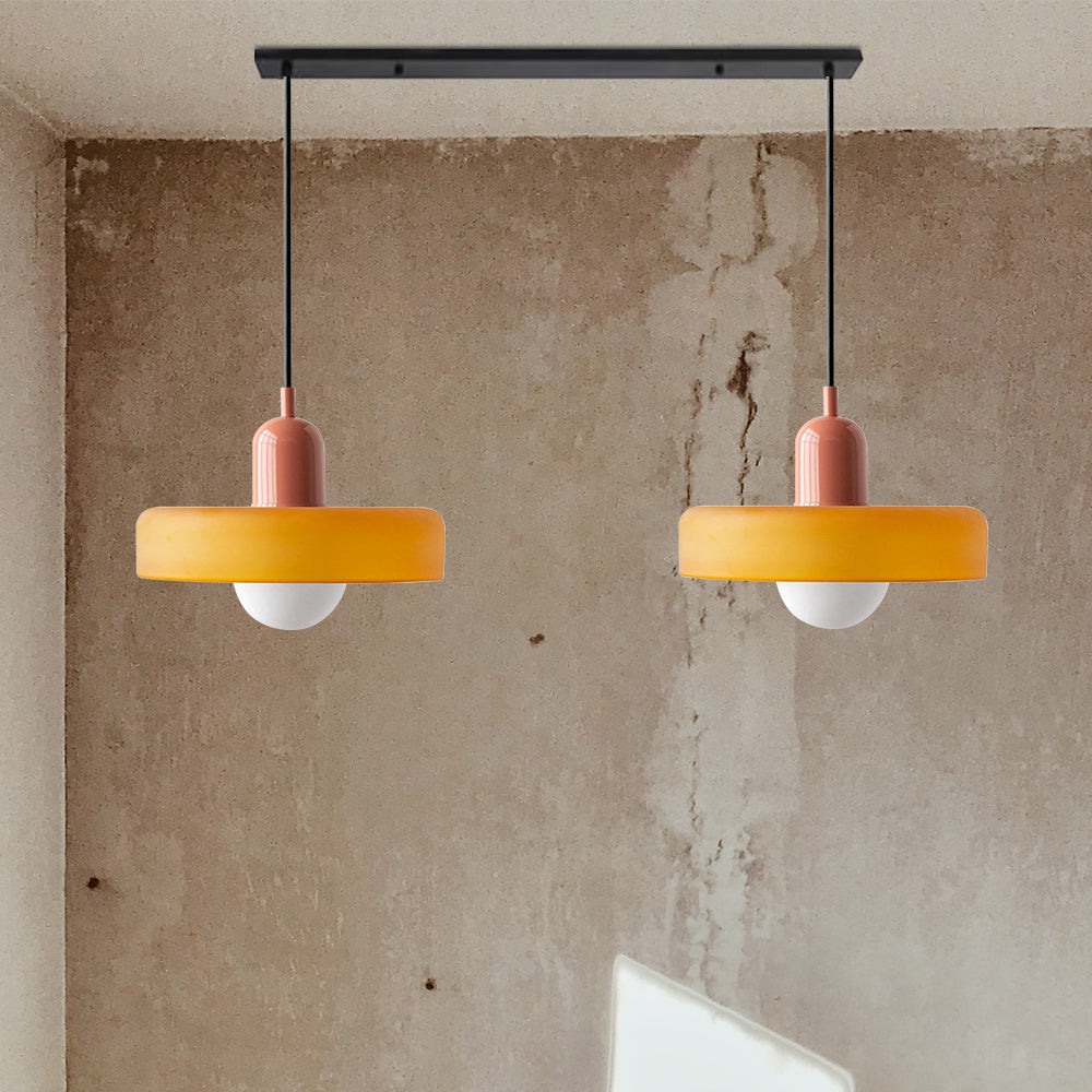 Hanglamp Bauhaus Modern met Twee Glazen Kappen en Verstelbare Hoogte