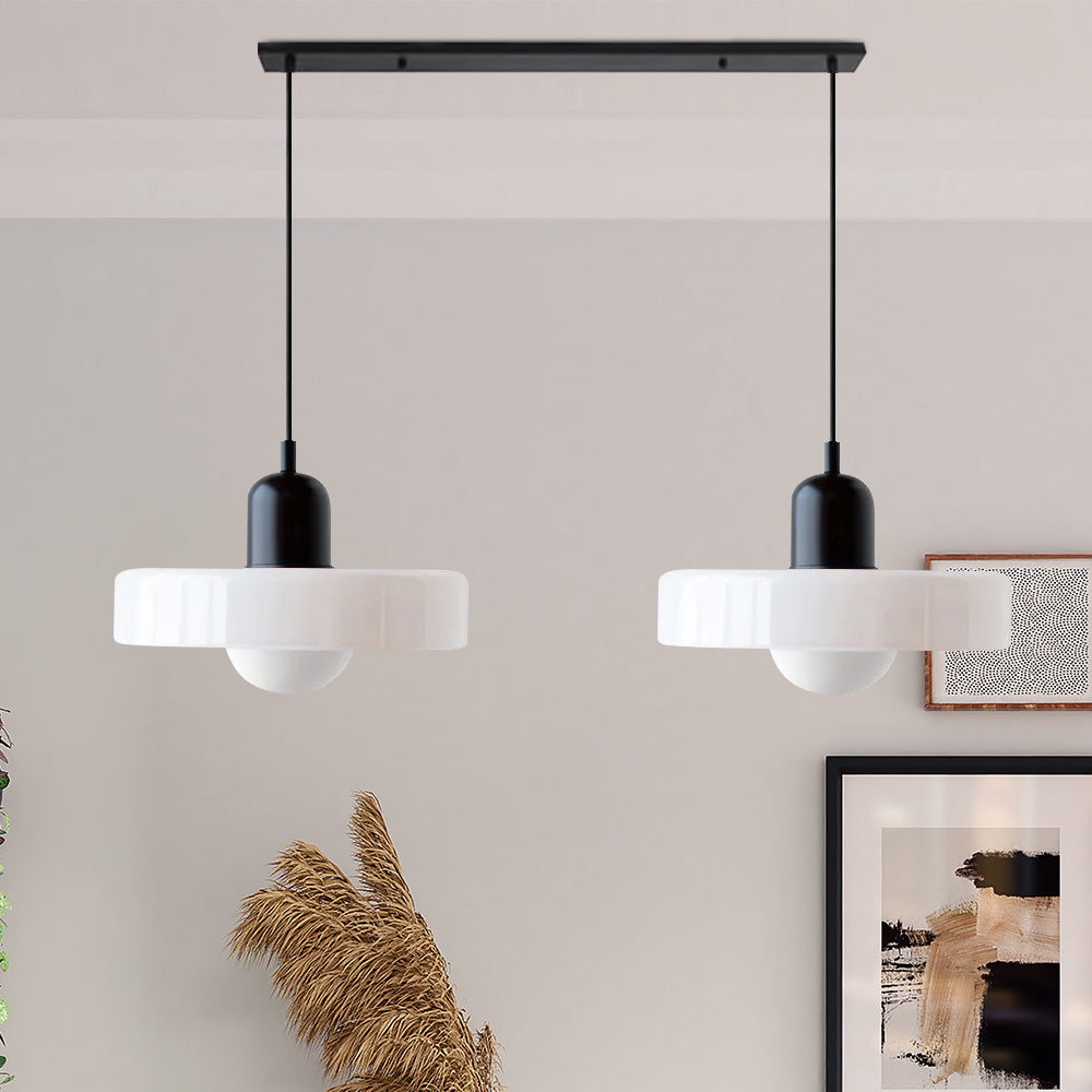 Hanglamp Bauhaus Modern met Twee Glazen Kappen en Verstelbare Hoogte