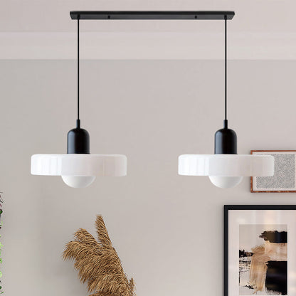 Hanglamp Bauhaus Modern met Twee Glazen Kappen en Verstelbare Hoogte